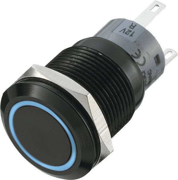TRU COMPONENTS 702182 LAS1-AGQ-11E/B Pulsante antivandalo 250 V/AC 5 A 1x Off / (On) Momentaneo Blu (Ø x L) 22 mm x 37 mm IP67 1 pz.