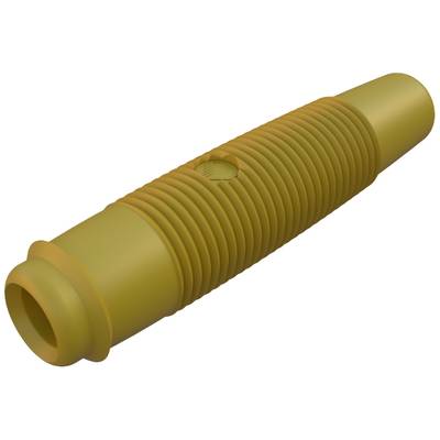 Un raccordo in gomma giallo, zigrinato, con estremità coniche. Utilizzato principalmente per tubazioni o cavi.