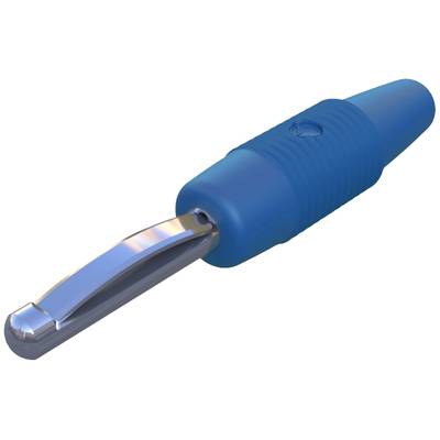 Un pelapatate blu con impugnatura ergonomica e lama d'argento, adatto per pelare frutta e verdura.