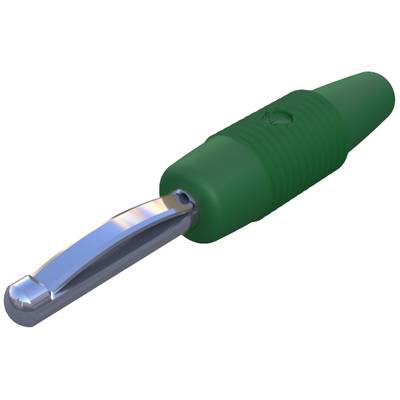 Un pelapatate verde con impugnatura ergonomica e lama d'argento, adatto per sbucciare verdura e frutta.