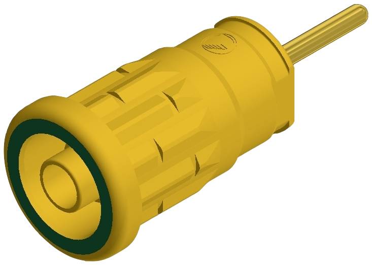 Connettore elettrico giallo, a forma cilindrica, con impugnatura scanalata e punta arrotondata.