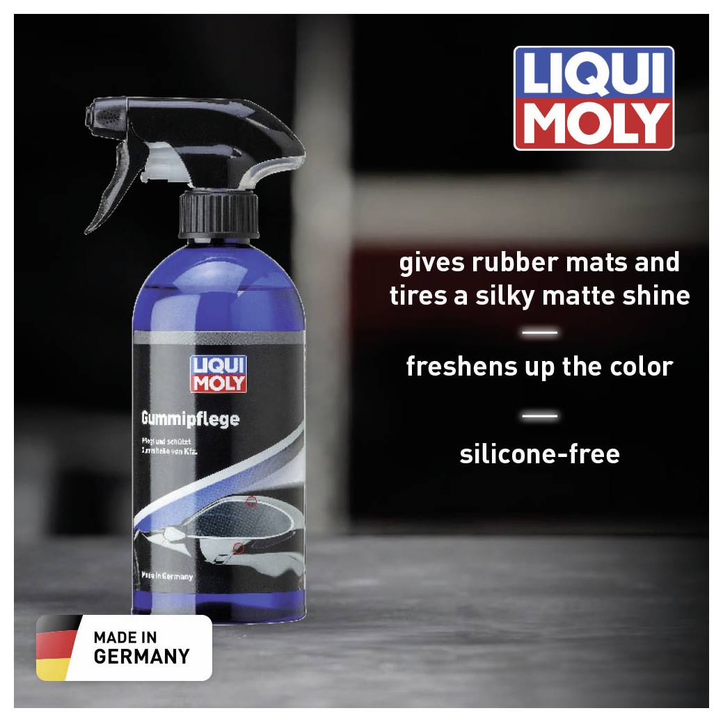 'Utilizzo semplice' mostra la texture di un prodotto con motivo stampato. Il nome del marchio 'LIQUI MOLY' è visualizzato in alto a destra.