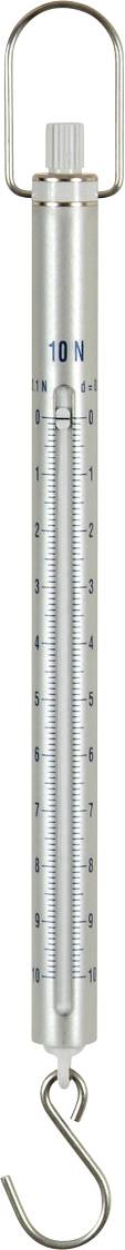 Un coltello a molla argentato con gancio e scala in Newton per misurare la forza peso.