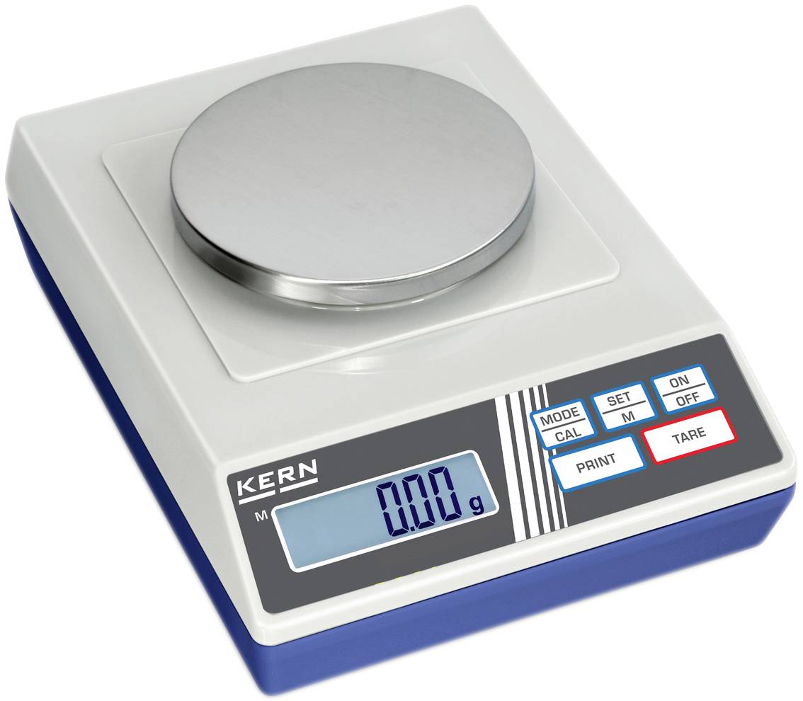Bilancia digitale di precisione con display ben leggibile, indicatore di zero, funzione tara e diversi pulsanti di controllo, idonea per misurazioni precise.
