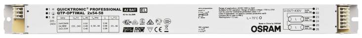 Dispositivo elettronico rettangolare con scritta 'OSRAM'. Specifiche tecniche dettagliate e simboli di marcatura sono visibili.