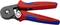 Pinza per crimpare cavi elettrici, design nero-rosso, con incisione 'KNIPEX 97 53 04 GERMANY' e indicazione delle dimensioni.