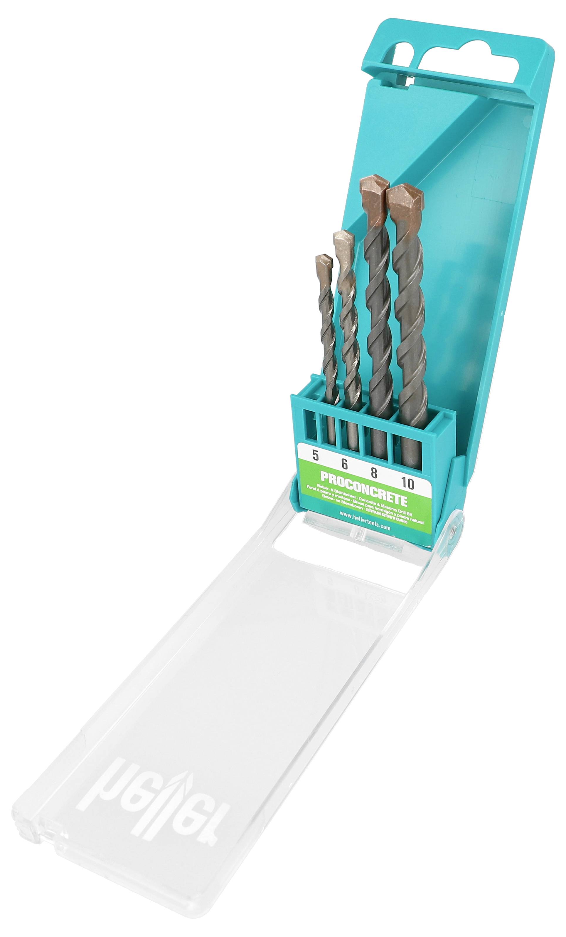 Heller Power 3000 16873 1 Acciaio Kit punte per calcestruzzo 4 parti 5 mm, 6 mm, 8 mm, 10 mm Lunghezza totale 120 mm Alb-1