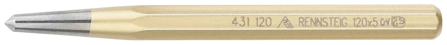 Un massiccio perno d'acciaio con una punta affilata e l'incisione '4.31/2.0^A REMSTEEL DIN 54150'.