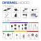 Dremel 4000 Set di utensile multifunzione con 6 accessori e 128 componenti, inclusi frese, accessori per lucidatura e materiale abrasivo.