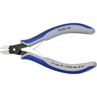 Una pinza con impugnature blu-grigie e lame in metallo, adatta al taglio di fili di rame fino a 1,7 mm di diametro.