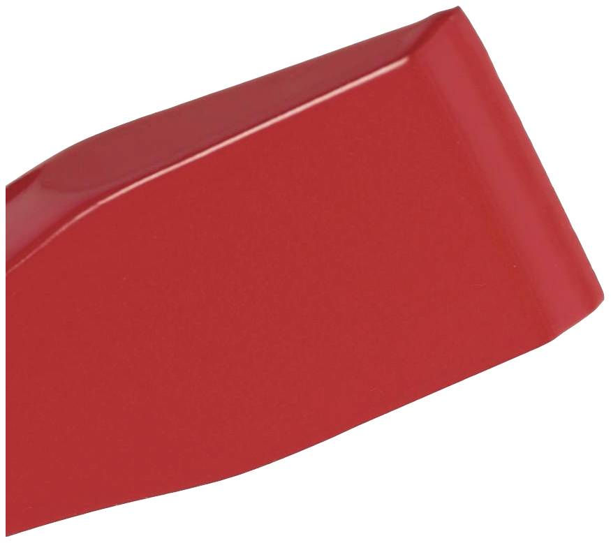 Un cuneo di legno rosso su sfondo bianco.