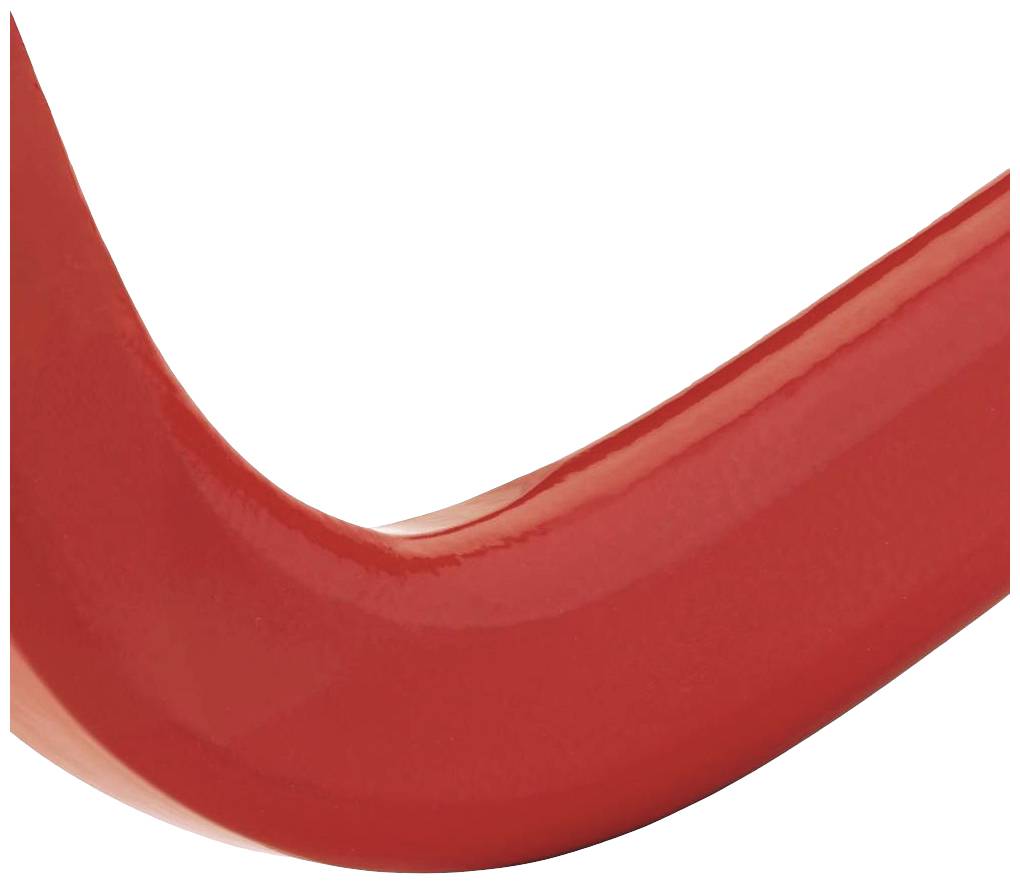 Un oggetto curvo di colore rosso brillante con superficie liscia.