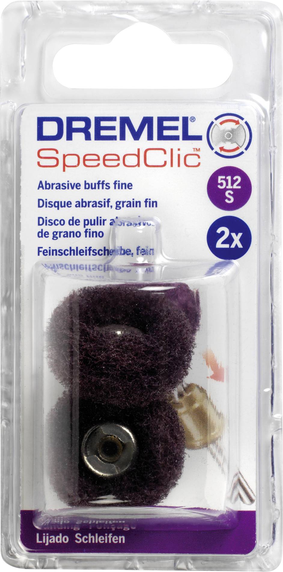 'Dischi abrasivi Dremel SpeedClic, fini. Contiene 2 dischi abrasivi e un accessorio. Adatti per levigatura fine di precisione.'
