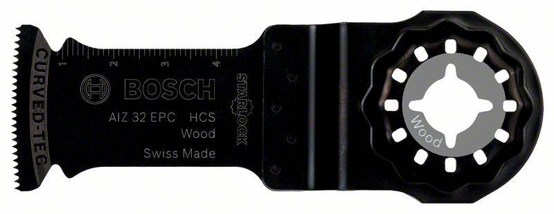 Lama per utensile multifunzione con stampa 'BOSCH AIZ 32 EPC', adatto per lavori in legno, fabbricato in Svizzera.