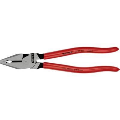 Pinza a combinazione rossa con teste di presa grigie, con il nome del marchio stampato sulle impugnature. Adatta per fili con diametro di 2-3 mm.