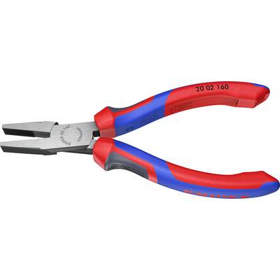 Una pinza combinata rossa e blu di Knipex, riconoscibile dalla scritta. Ha impugnature isolate e ganasce dentate per una presa sicura.