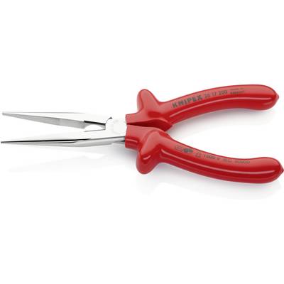Pinza rossa con testa lunga e stretta e impugnature gommizzate, adatta per afferrare e tagliare con precisione, con la scritta 'Knipex'.