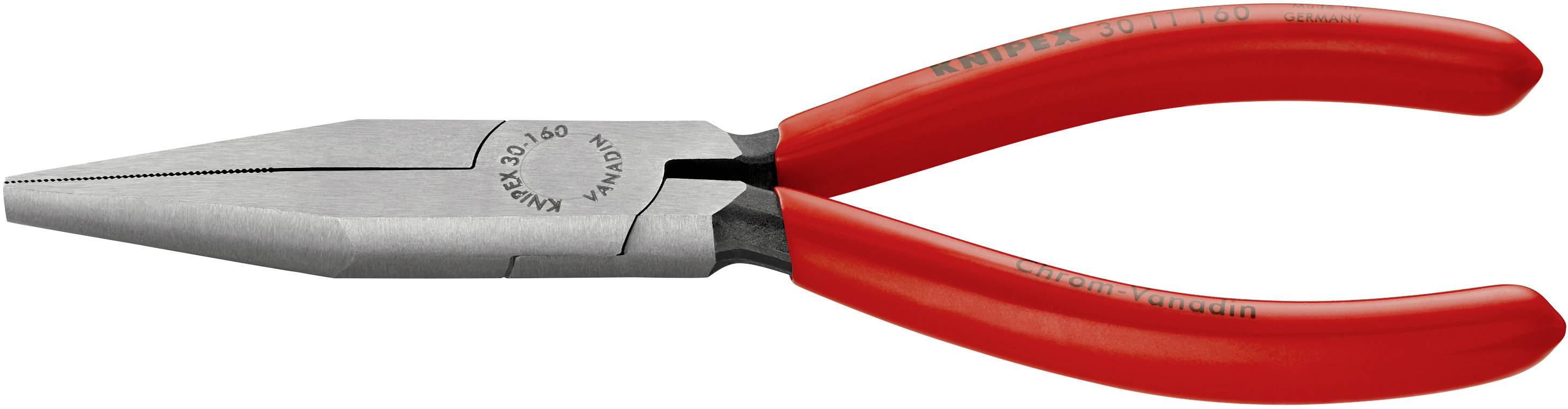 Pinza piatta con manico rosso. Adatta per lavori di presa e trattenimento.