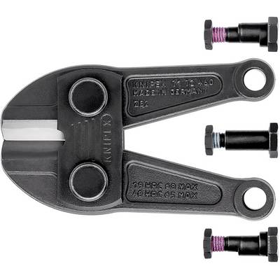 Un tronchese con due viti, logo Knipex visibile. Il tronchese è nero e in metallo, con inciso 'Made in Germany'.