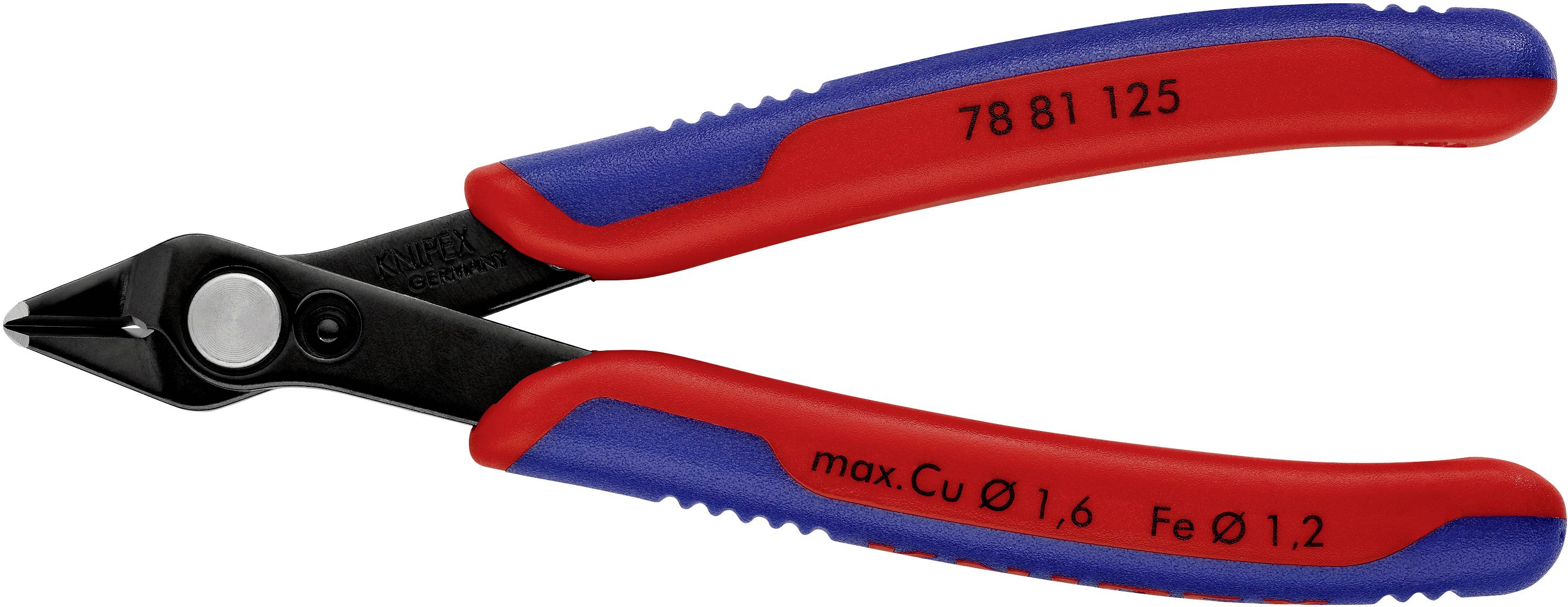 Tronchese con manico blu-rosso, adatta per rame fino a Ø 1,6 mm e ferro fino a Ø 1,2 mm.