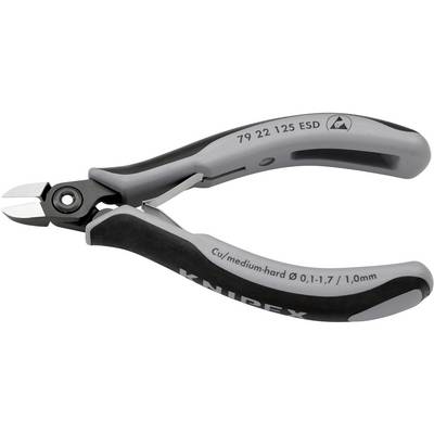 'Knipex Elettronico Tronchese laterale, 79 22 125 ESD, per fili Cu/medio-duri, 0,1-1,7 mm/1,0 mm.' Impugnature inclinate, ergonomiche.