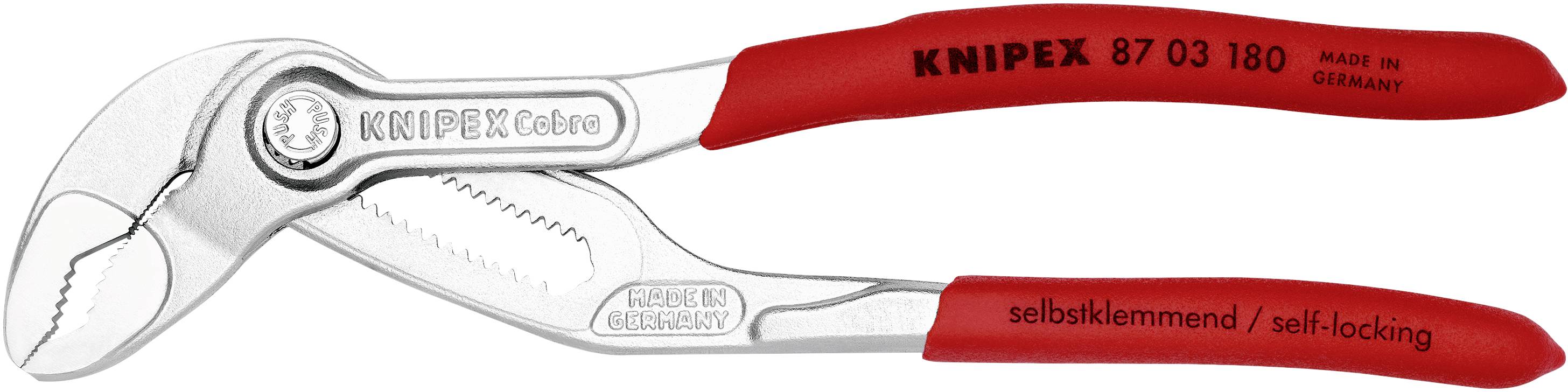 Pinza rossa KNIPEX con ganasce regolabili, in metallo, prodotta in Germania.