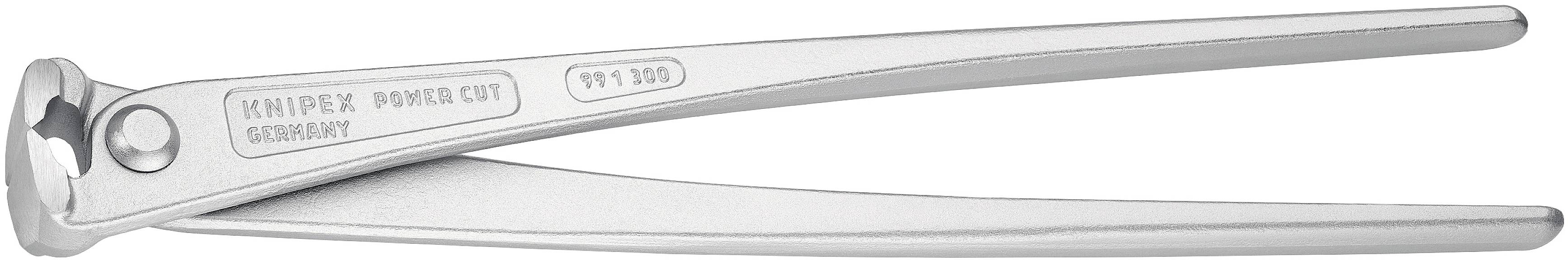 Pinze con scritta 'Knipex Power Cut Germany'. Utensile argentato, adatto al taglio o alla presa di materiali.