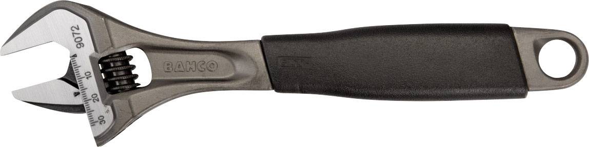 Chiave inglese regolabile con impugnatura nera e scala sul manico per una regolazione precisa, adatta a diverse dimensioni di viti.