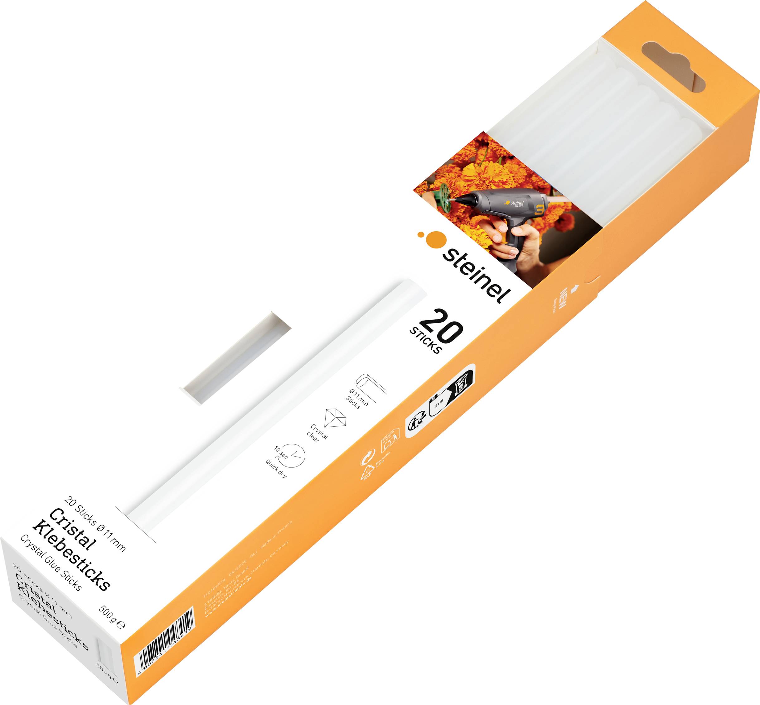 Steinel 048419 Stick colla a caldo 11 mm 250 mm Trasparente 500 g 20 pz.