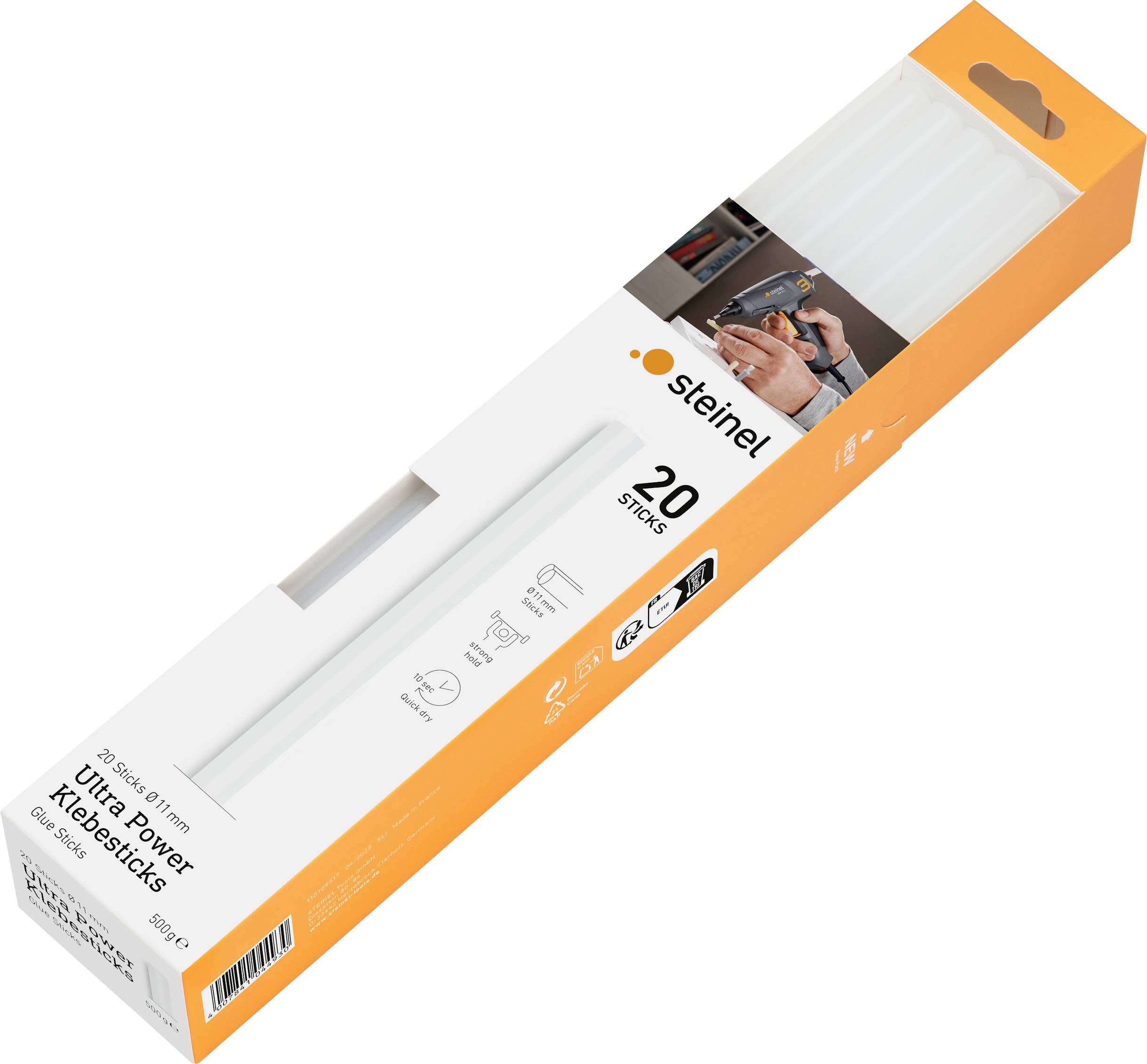 Steinel ULTRA Power Stick colla a caldo 11 mm 250 mm Trasparente 500 g 20 pz.
