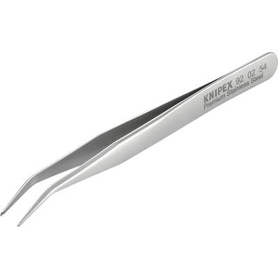 Pinzetta di precisione in acciaio inossidabile di Knipex con punte curve, adatta per lavori di montaggio delicati o per afferrare piccoli componenti.