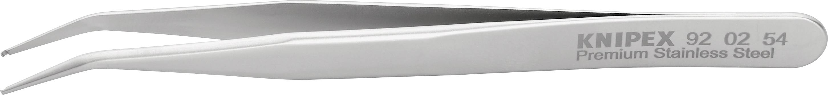 Pinzetta in acciaio inossidabile argentata con inciso sul lato 'KNIPEX 92 02 54 Premium Stainless Steel'.