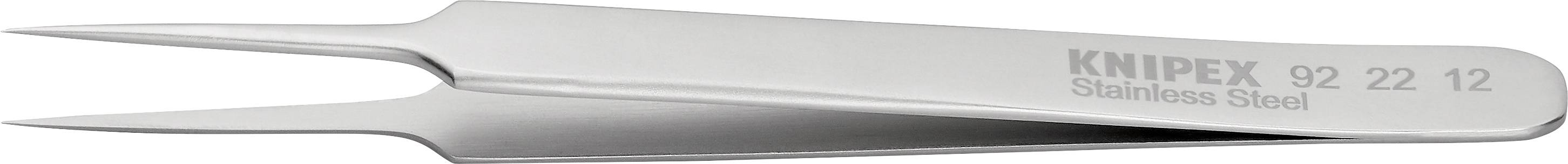Pinzetta in acciaio inossidabile color argento di KNIPEX con punte affilate, ideale per lavori di precisione delicati.