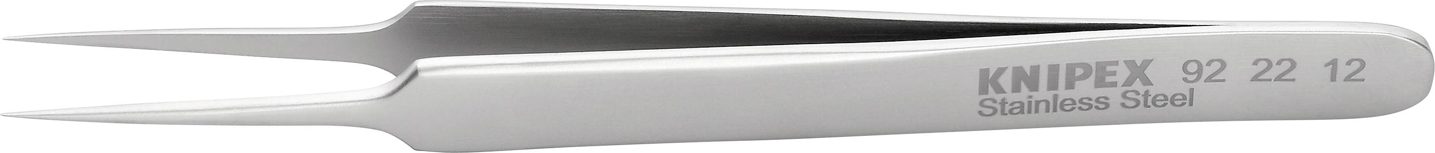 Una pinzetta di precisione in acciaio inossidabile Knipex, codice articolo 92 22 12, per afferrare oggetti di piccole dimensioni.