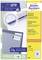 Avery Zweckform etichette universali in design giallo, che mostrano le caratteristiche principali: adesione affidabile, modelli online gratuiti.