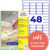 Avery-Zweckform L4736REV-100 Etichetta universale 45.7 x 21.2 mm Carta Bianco 4800 pz. Staccabile Stampante a getto d'inchiostro, Stampante laser, Stampante laser a colori, Fotocopiatrice, Stampante a colori, Dicitura a mano