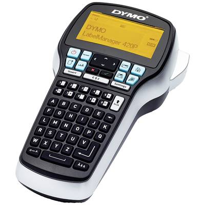 Etichettatrice manuale con tastiera QWERTZ e schermo che mostra 'DYMO LabelManager 420P'