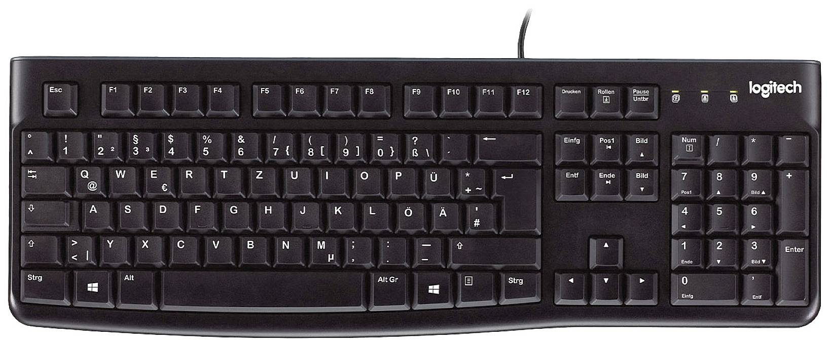 Logitech K120 Keyboard Cablato, USB Tastiera Tedesco, QWERTZ Nero A prova di schizzi