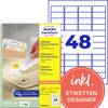 Avery-Zweckform L4736REV-25 Etichetta universale 45.7 x 21.2 mm Carta Bianco 1440 pz. Staccabile Stampante a getto d'inchiostro, Stampante laser, Stampante laser a colori, Fotocopiatrice, Stampante a colori, Dicitura a mano