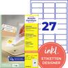 Avery-Zweckform L4737REV-25 Etichetta universale 63.5 x 29.6 mm Carta Bianco 810 pz. Staccabile Stampante a getto d'inchiostro, Stampante laser, Stampante laser a colori, Fotocopiatrice, Stampante a colori, Dicitura a mano
