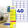 Avery-Zweckform L6140-20 Etichetta super resistente 45.7 x 25.4 mm Pellicola in poliestere Bianco 800 pz. A tenuta permanente Stampante laser a colori, Stampante laser, Stampante a colori, Fotocopiatrice, Dicitura a mano