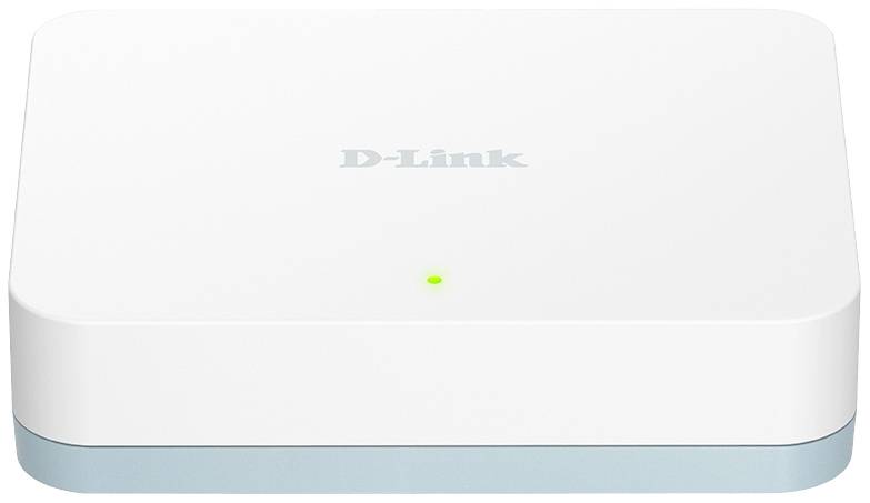 Un router bianco marca D-Link con un indicatore di stato verde sul lato anteriore.