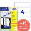 Avery-Zweckform Etichetta per raccoglitore da ufficio L4761-25 61 x 192 mm Carta Bianco A tenuta permanente 120 pz.