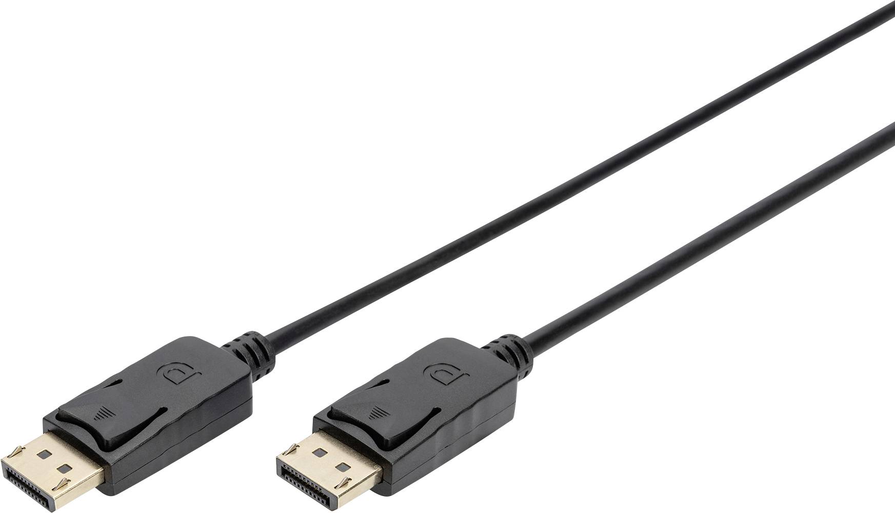 Cavo DisplayPort con due connettori neri e un cavo lungo e sottile.