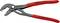 Una pinza regolabile per pompa dell'acqua in metallo rosso con ganasce mobili. Iscrizione: 'Knipex 85 51 250 A' e 'per fascette elastiche'.