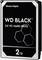 'WD Black 3,5" PC Hard Drive, 2 TB' Hard disk di Western Digital, design nero con sei angoli sull'etichetta.