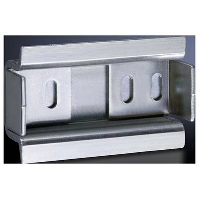 Supporto metallico di forma rettangolare, con fessure simmetriche e bordi smussati, su sfondo scuro.