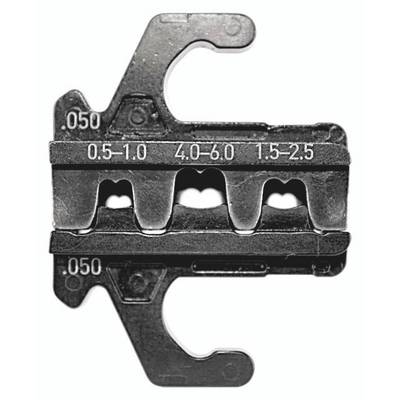 Uno strumento metallico con tre supporti distanziatori per denti, che indicano le misure 0,5-1,0; 4,0-6,0 e 1,5-2,5 mm.