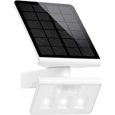 Lampada solare da esterno con quattro LED e pannello solare, adatta per un'illuminazione efficiente all'aperto sia di giorno che di notte.