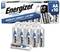 Confezione da 10 batterie 'Energizer Ultimate Lithium', note per la loro lunghissima durata, accanto a diverse batterie già estratte dalla confezione.